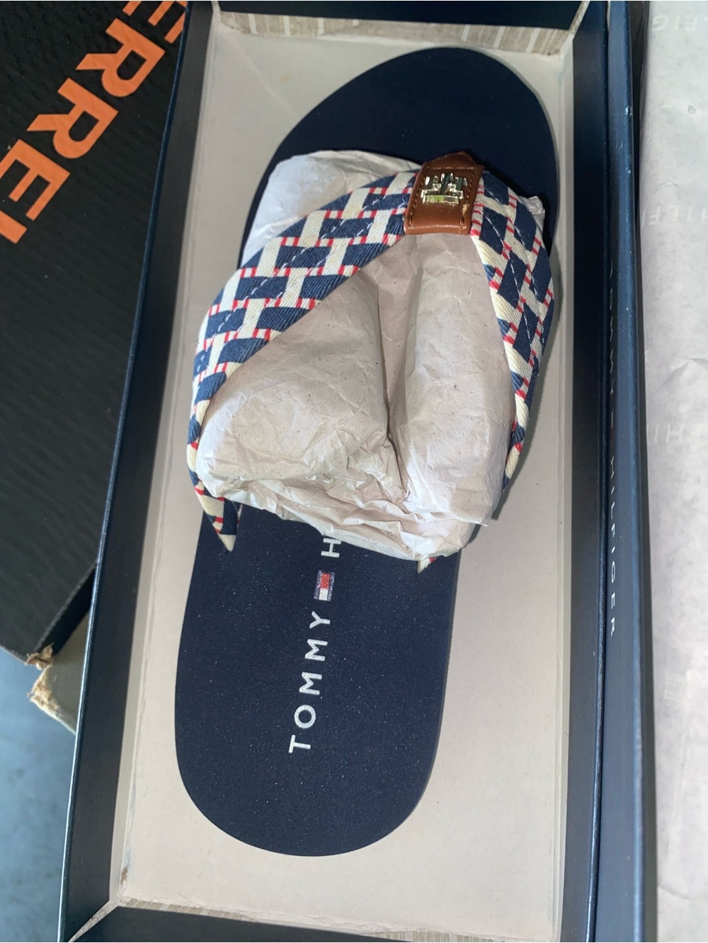 Tommy Hilfiger women’s  Navy Woven Flip Flop